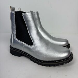 Corky's To Be Honest Silver Round Toe Chelsea Ankle Boots Booties Casual